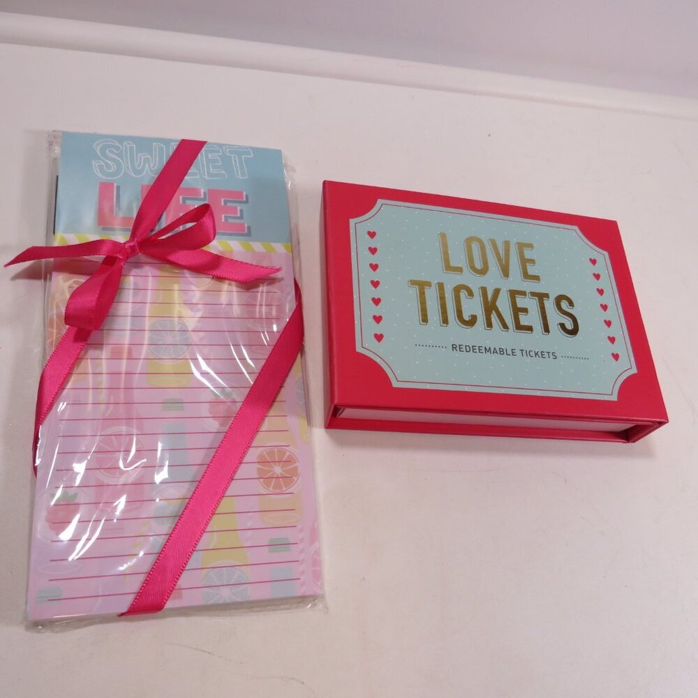 Valentine Box of Love Tickets "Redeemable" & Sweet Life Magnetic Notepad NEW
